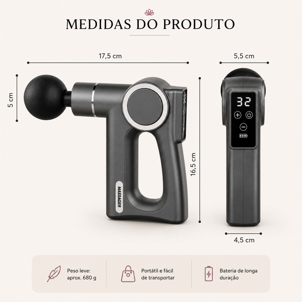 Massageador Muscular Premium com Aquecimento Inteligente