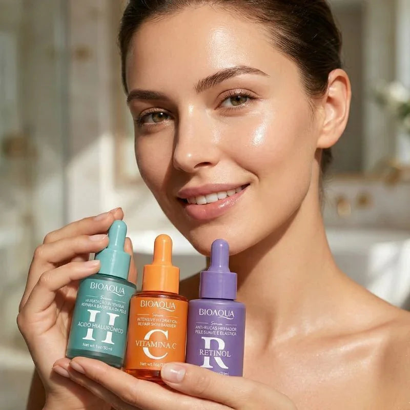 Kit Sérum Vitamina C + Retinol + Ácido Hialurônico