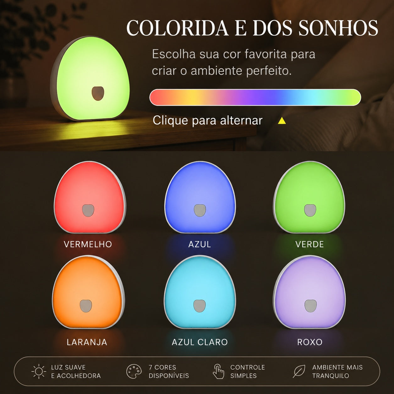 Máquina de Ruído Branco para Dormir com Timer e Luz Noturna